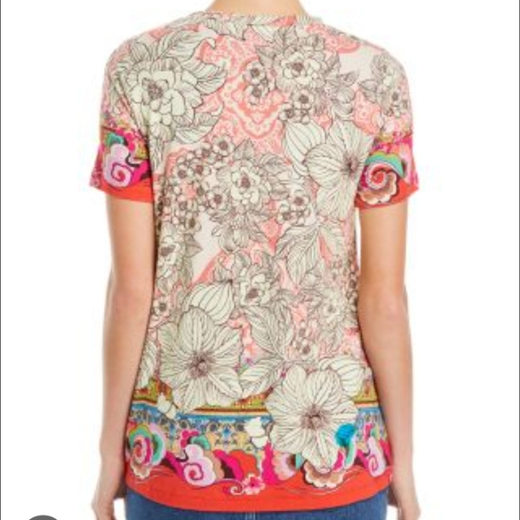 Johnny Was Size Medium Multicolor Floral Short Sleeve Top T-shirt - Picture 3 of 9